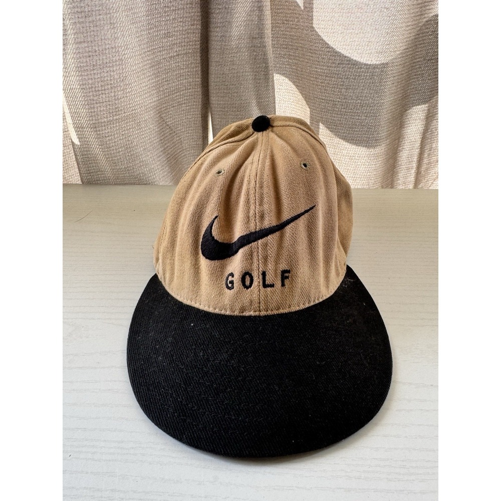 Nike‎ Golf Hat Cap Brown Black One Size Adjustable Strapback Made In USA